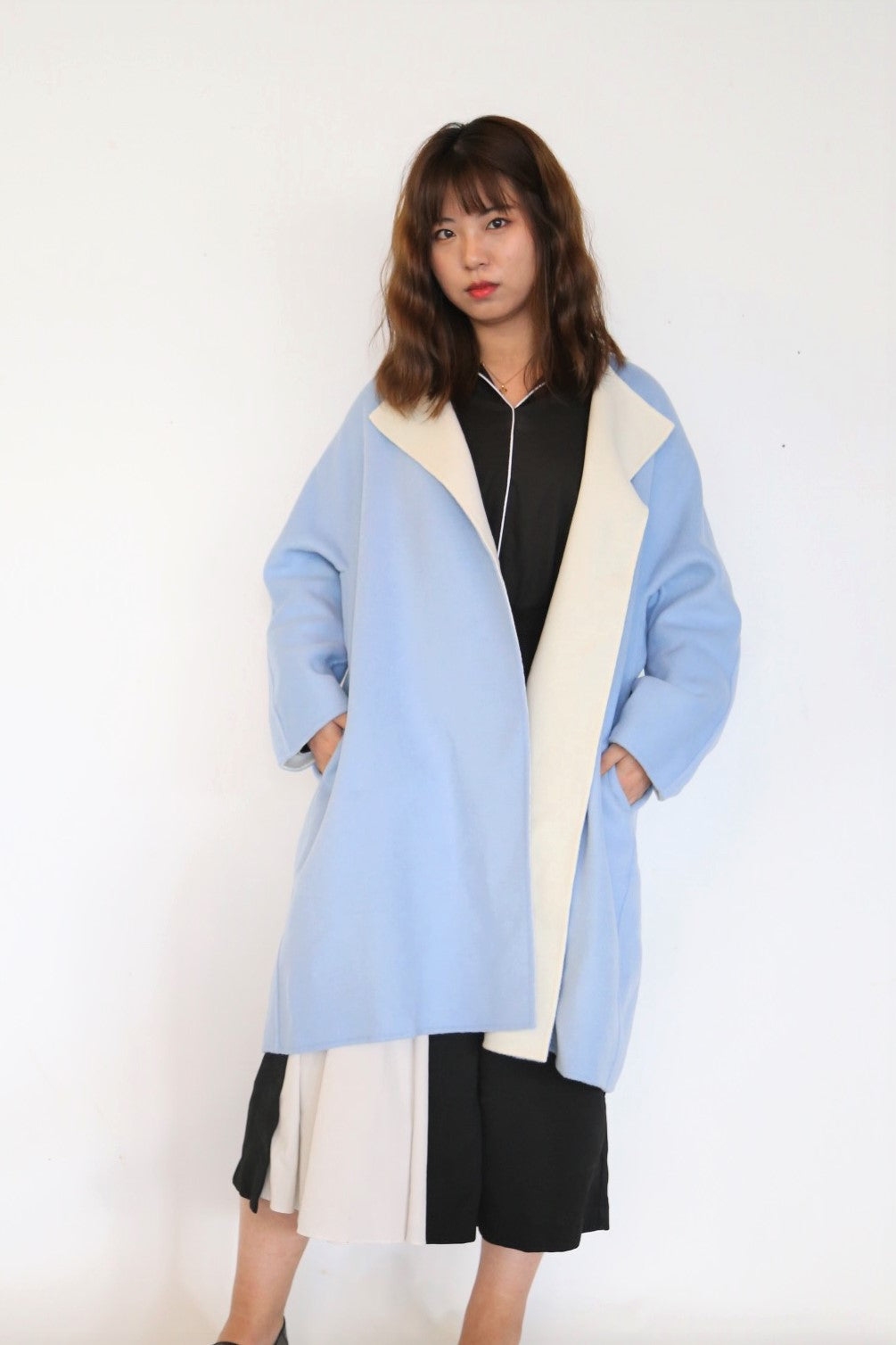 Two Toned Cashmere Wool Coat