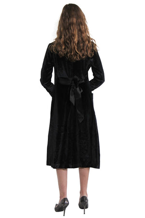 Black Long Velvet Silk Coat